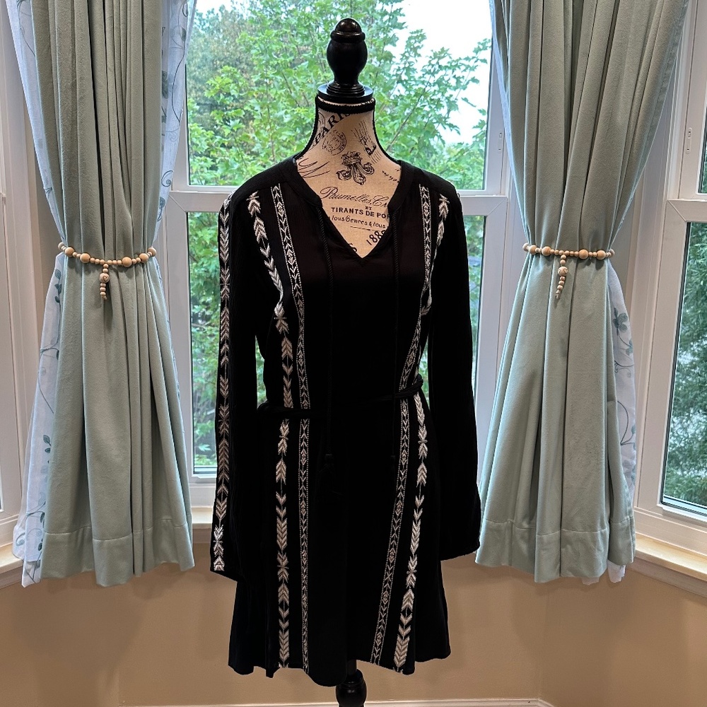 Bohemian Jessica Simpson Black & White Dress w/ Tassels